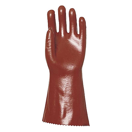 Mártott pvc kesztyű, bordó, sav / lúg / olajálló, 36cm