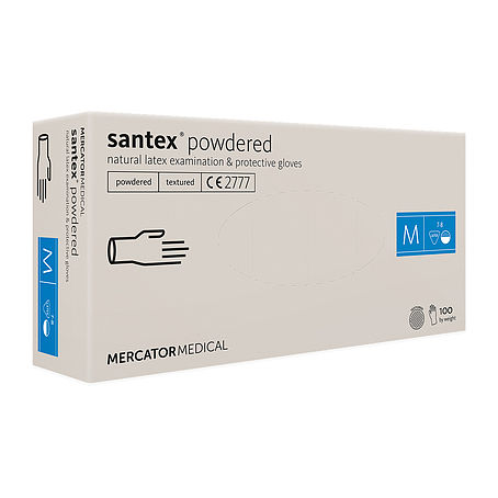 SANTEX púderezett, latex vizsgálókesztyű, texturált