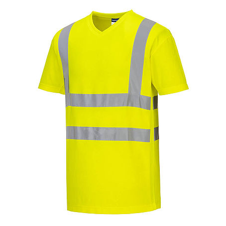 Láthatósági, V-nyakú póló, hálós betétekkel