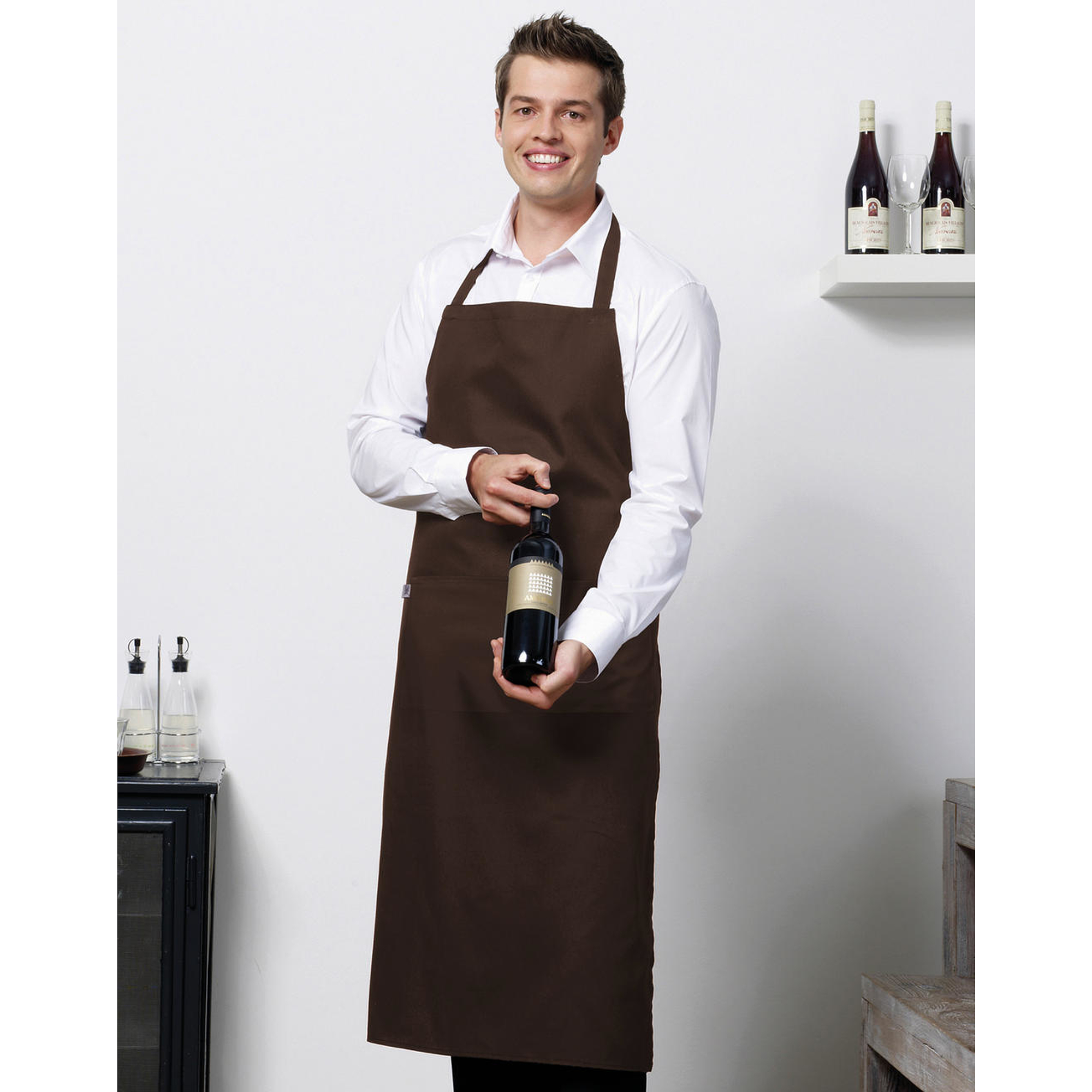 Bistro by JASSZ Amsterdam Bib Apron - zsebes, melles kötény