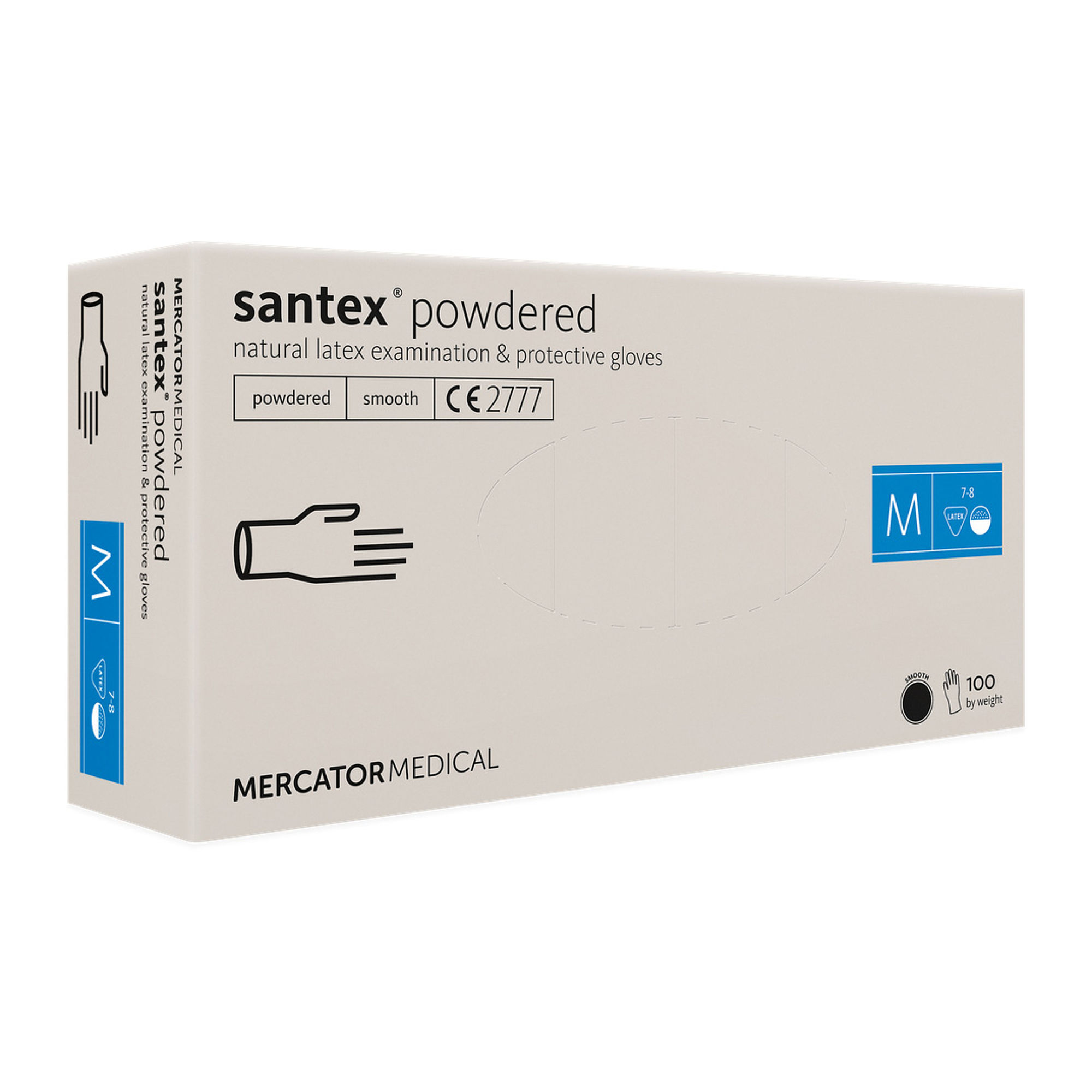 SANTEX púderezett, latex vizsgálókesztyű