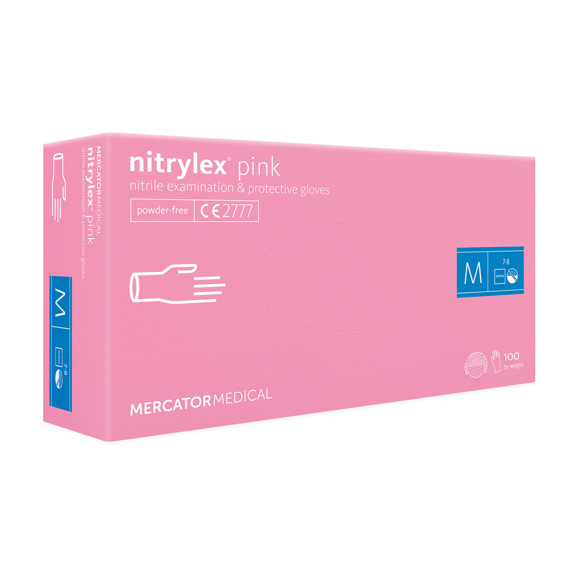 NITRYLEX PINK, púdermentes, nitril vizsgálókesztyű