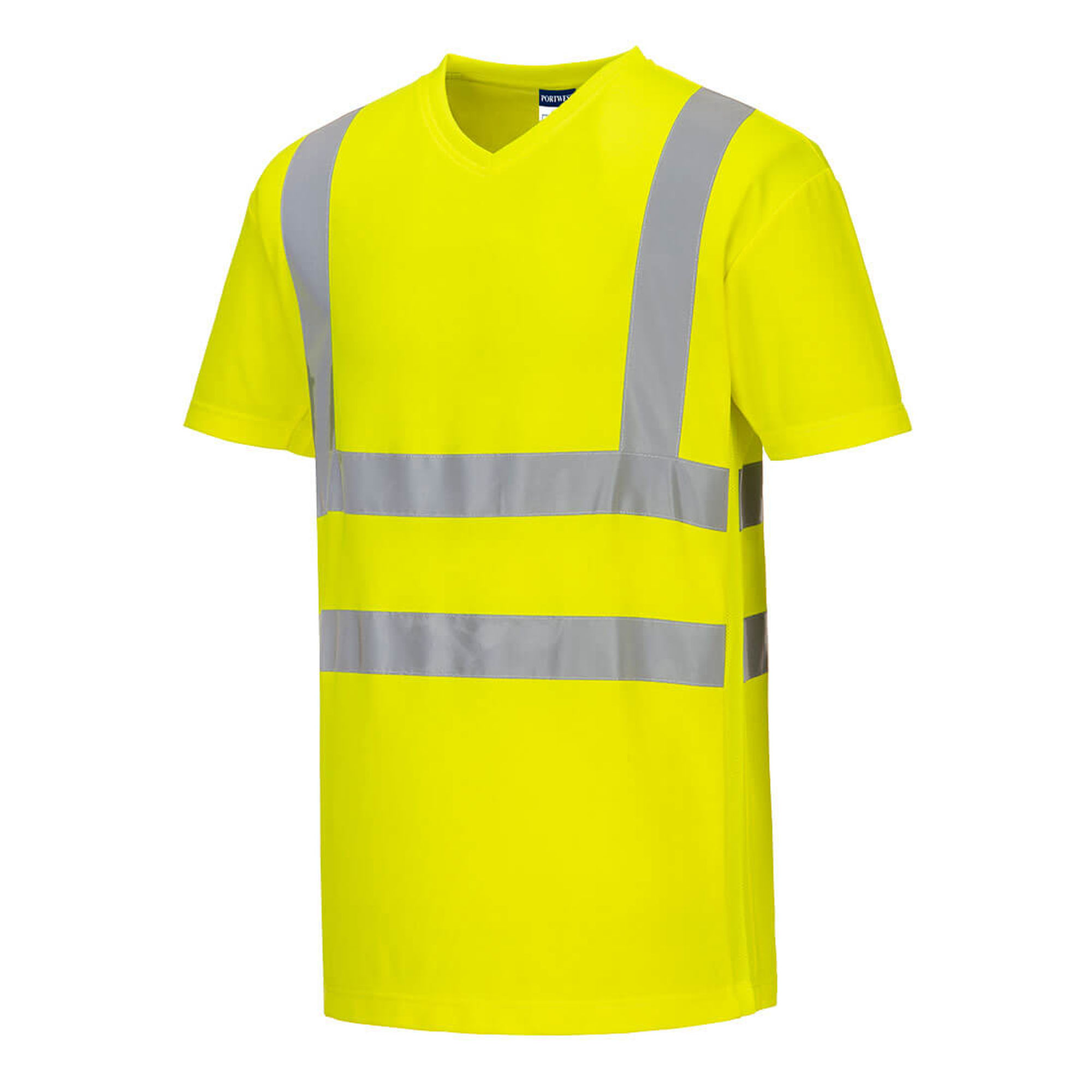 Láthatósági, V-nyakú póló, hálós betétekkel